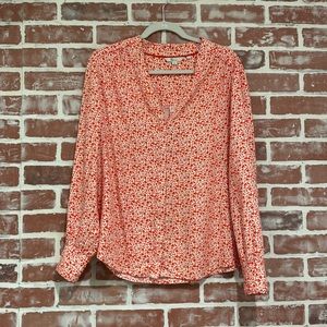 Women’s Boden Annora Red White Floral Button Down Top EUC Size 12 W0086
